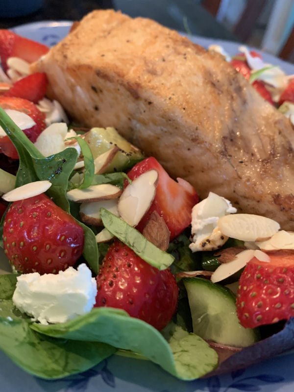 Salmon Strawberry Spinach Salad